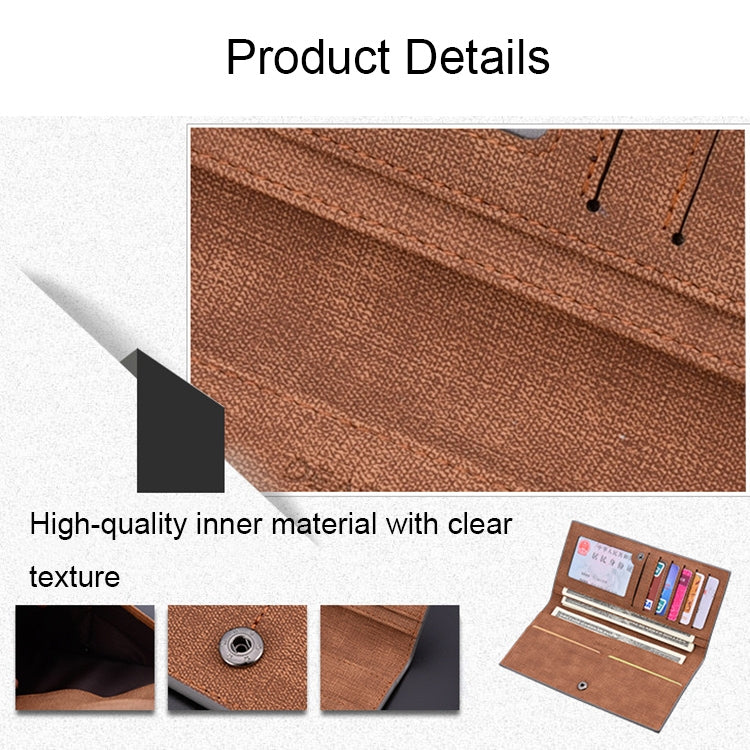 DEABOLAR Large Capacity Men Long Wallet Ultra-thin Paneled Soft Wallet(Coffee)