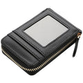 DEABOLAR Large-capacity Multi-slot Short Organ Card Holder PU Leather ID Cover Zipper Coin Purse(Black)