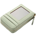 DEABOLAR Large-capacity Multi-slot Short Organ Card Holder PU Leather ID Cover Zipper Coin Purse(Light Green)