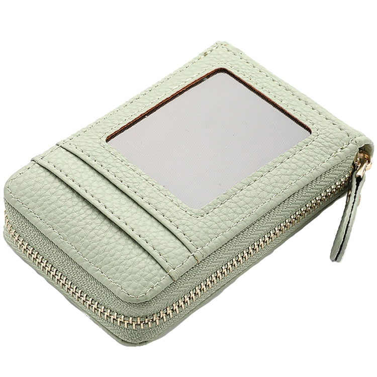 DEABOLAR Large-capacity Multi-slot Short Organ Card Holder PU Leather ID Cover Zipper Coin Purse(Light Green)