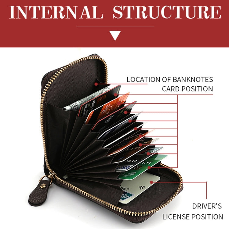DEABOLAR Large-capacity Multi-slot Short Organ Card Holder PU Leather ID Cover Zipper Coin Purse(Black)