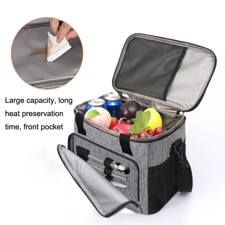 15L Waterproof Oxford Cloth Picnic Bag Outdoor Ice Pack Thickened Portable Insulation Bag(Black)