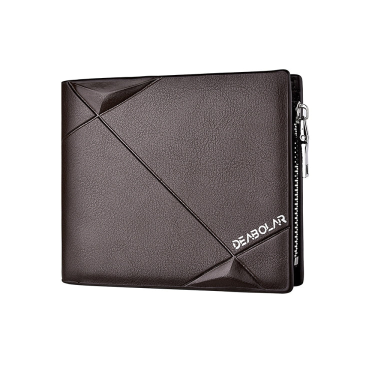 DEABOLAR Men Short PU Leather Tri-fold Horizontal Wallet Large-capacity Multi-card Wallet(Coffee)