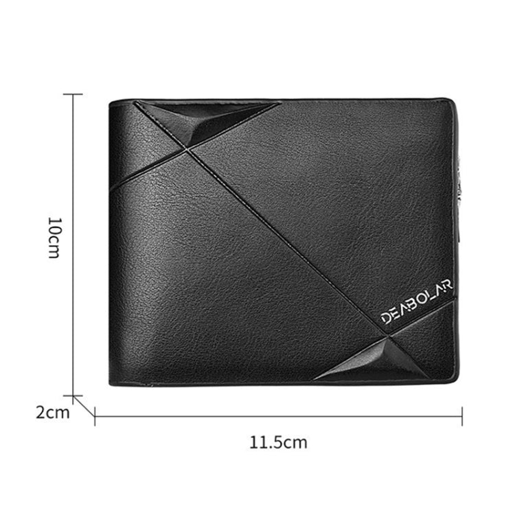 DEABOLAR Men Short PU Leather Tri-fold Horizontal Wallet Large-capacity Multi-card Wallet(Coffee)