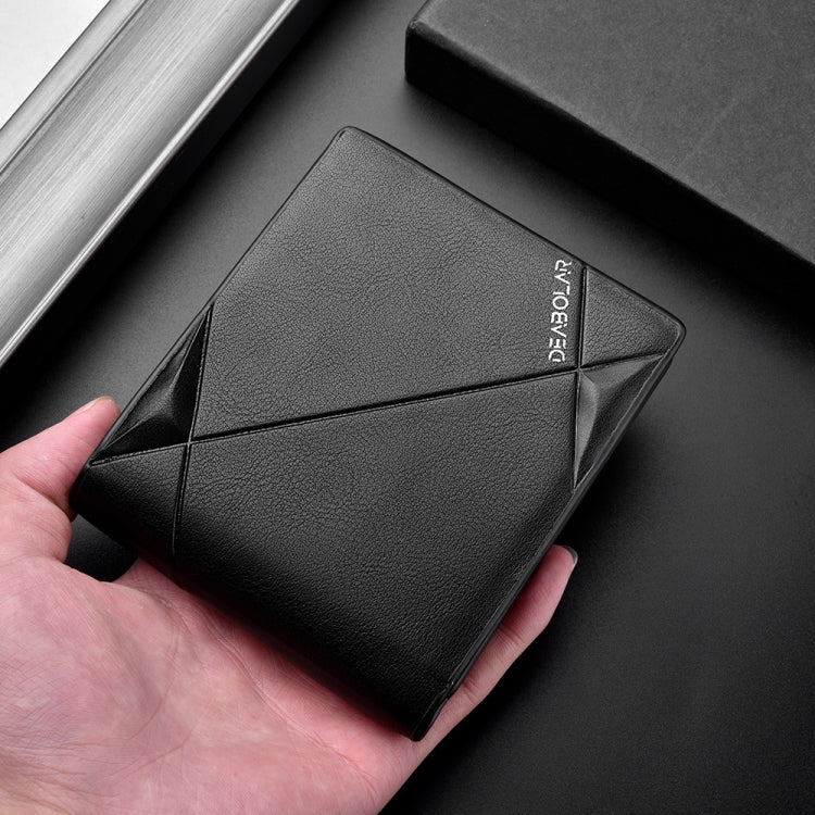 DEABOLAR Men Short PU Leather Tri-fold Horizontal Wallet Large-capacity Multi-card Wallet(Coffee)