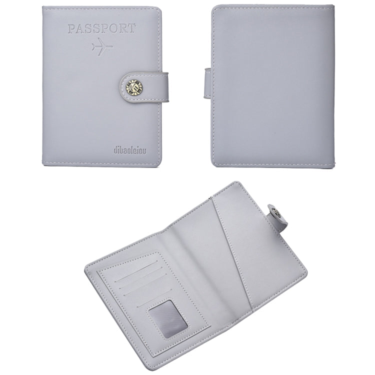 Dibaoleiou Buckle PU Leather ID Card Storage Bag Multifunctional Passport Case(Grey)