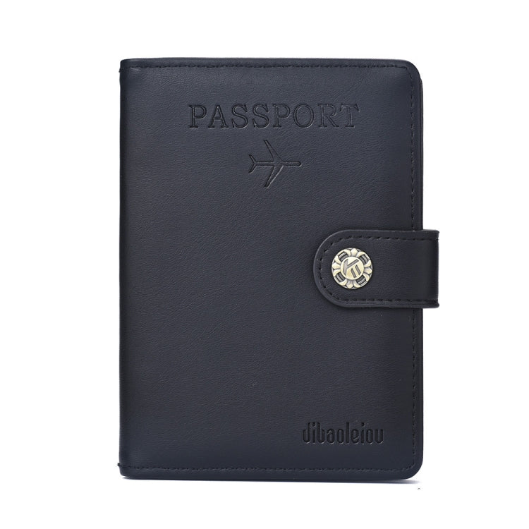 Dibaoleiou Buckle PU Leather ID Card Storage Bag Multifunctional Passport Case(Black)