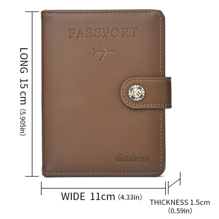 Dibaoleiou Buckle PU Leather ID Card Storage Bag Multifunctional Passport Case(Grey)