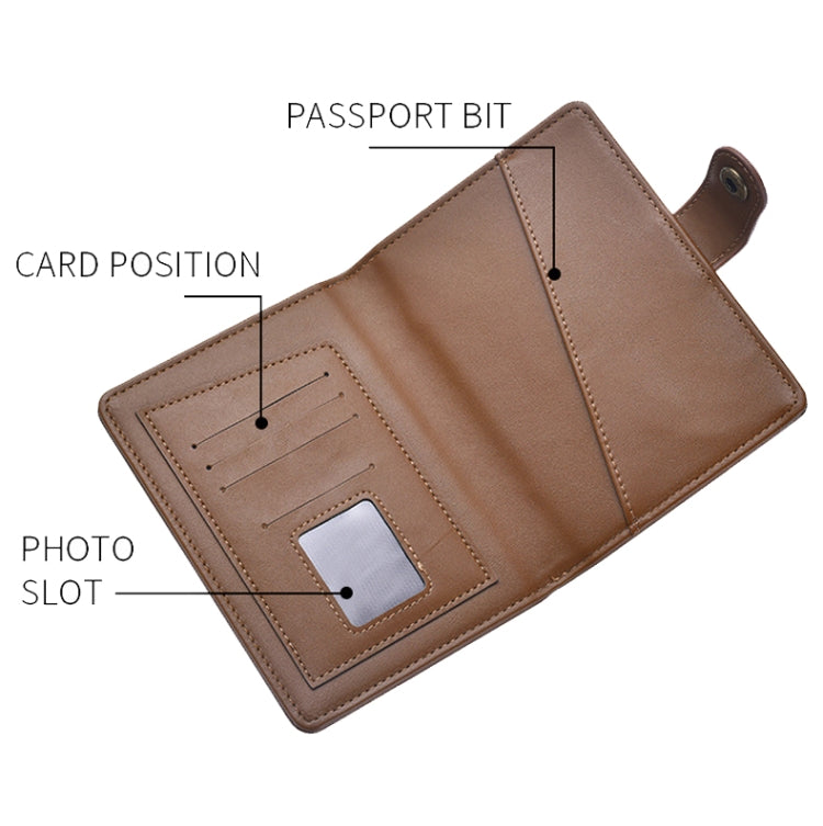 Dibaoleiou Buckle PU Leather ID Card Storage Bag Multifunctional Passport Case(Black)