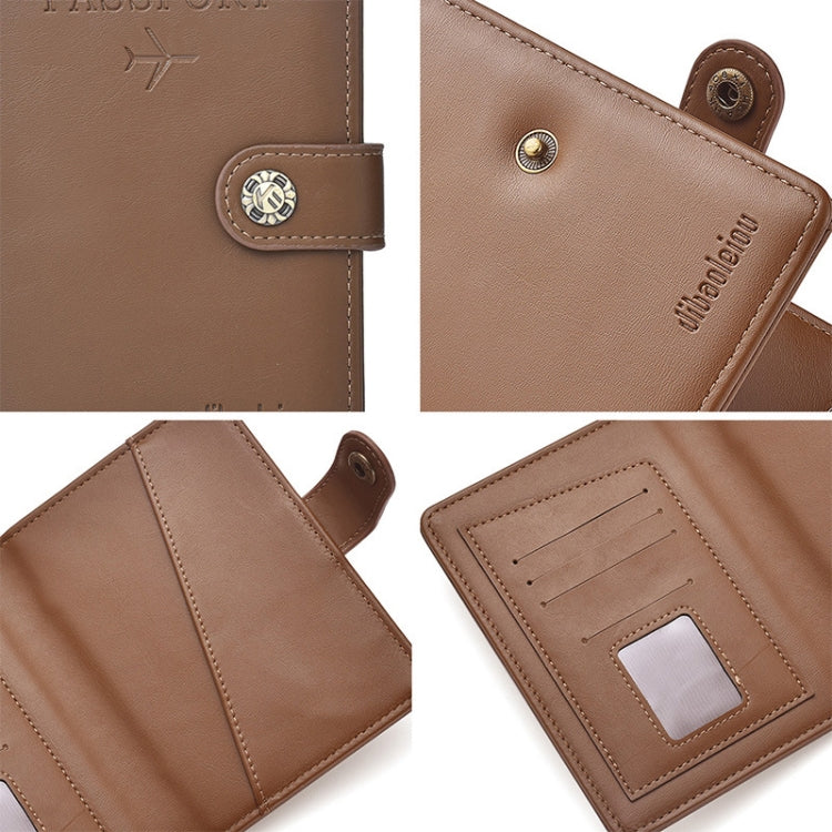 Dibaoleiou Buckle PU Leather ID Card Storage Bag Multifunctional Passport Case(Grey)