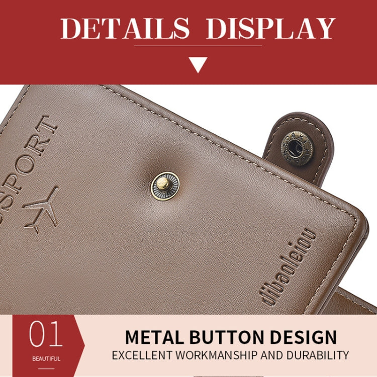 Dibaoleiou Buckle PU Leather ID Card Storage Bag Multifunctional Passport Case(Grey)