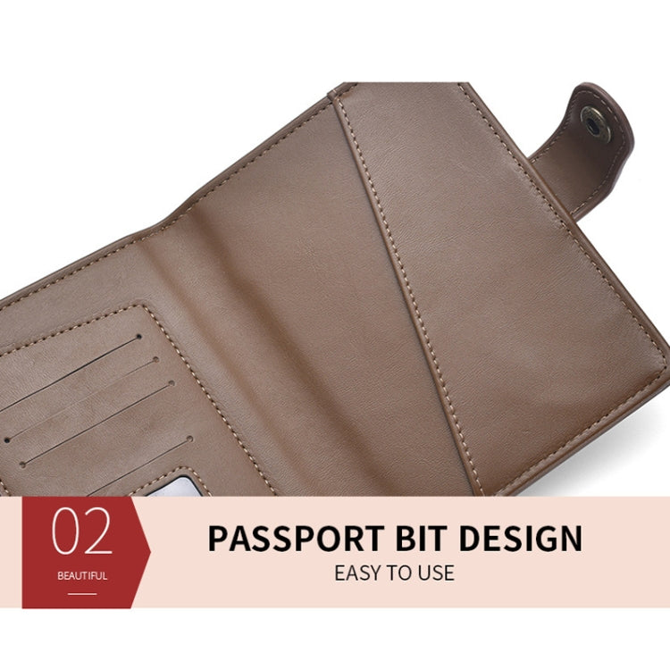 Dibaoleiou Buckle PU Leather ID Card Storage Bag Multifunctional Passport Case(Black)