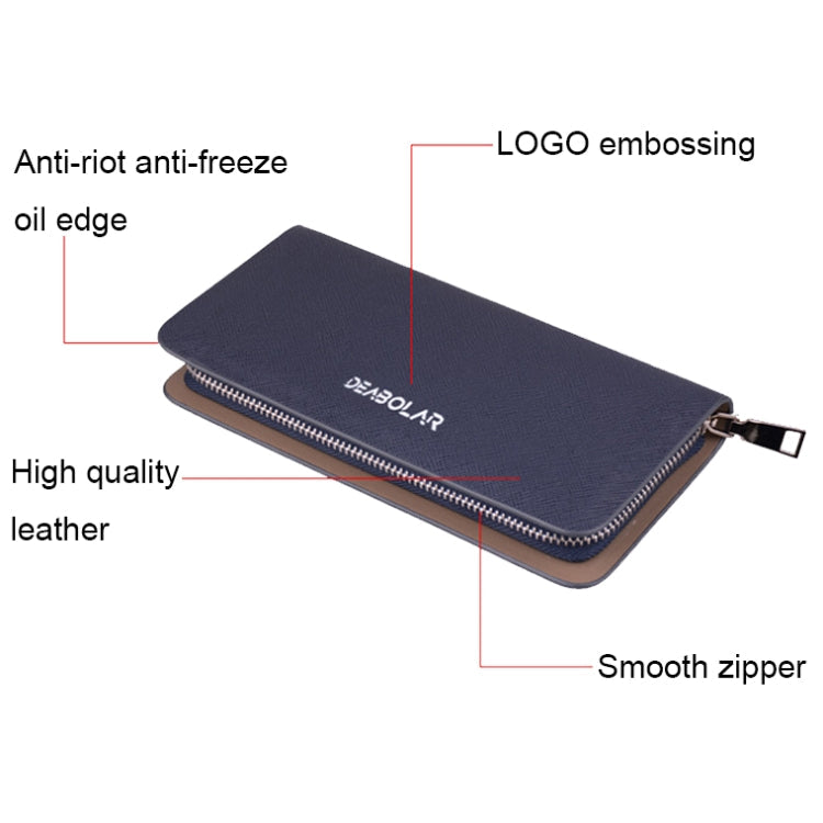 DEABOLAR Long Saffiano Leather Wallet Large Capacity Multi-compartment Zip Clutch(Black)