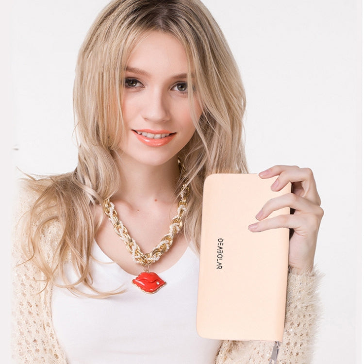 DEABOLAR Long Saffiano Leather Wallet Large Capacity Multi-compartment Zip Clutch(Blue)