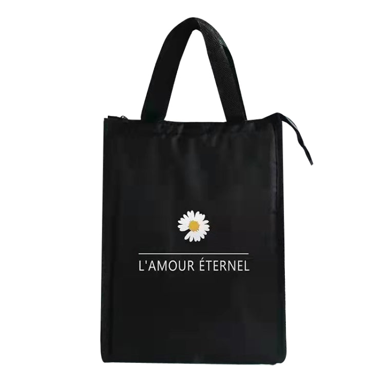 Vertical Version Thick Waterproof Insulation Bag Oxford Cloth Lunch Bag Tote Bag(Small Daisy)
