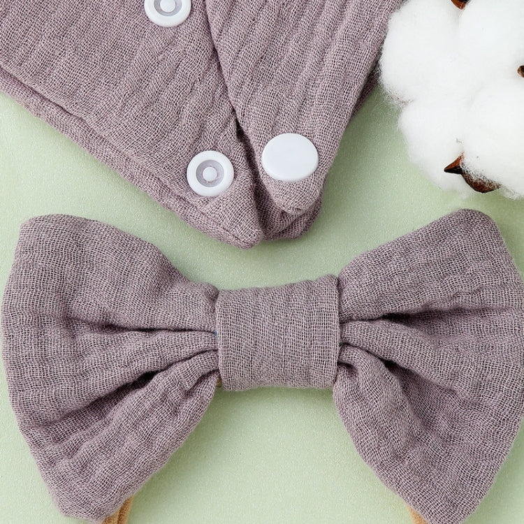 Baby Cotton Gauze Drool Towel + Bow Hairband Set Baby Bibs(Green)