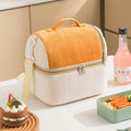 Flannel Toast Bag Double Layer Insulation Lunch Storage Bag Shoulder Bag(Orange)