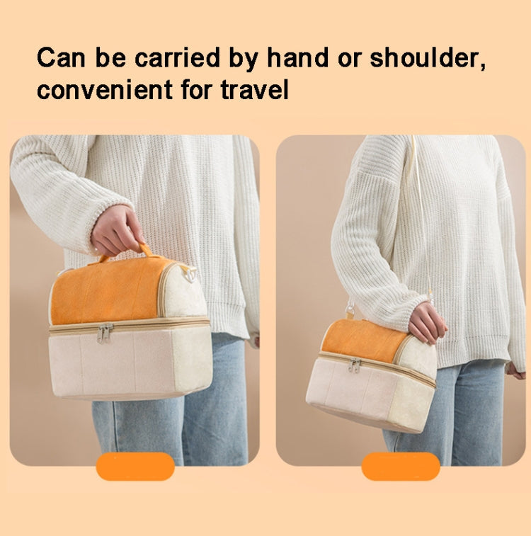 Flannel Toast Bag Double Layer Insulation Lunch Storage Bag Shoulder Bag(Peacock Green)