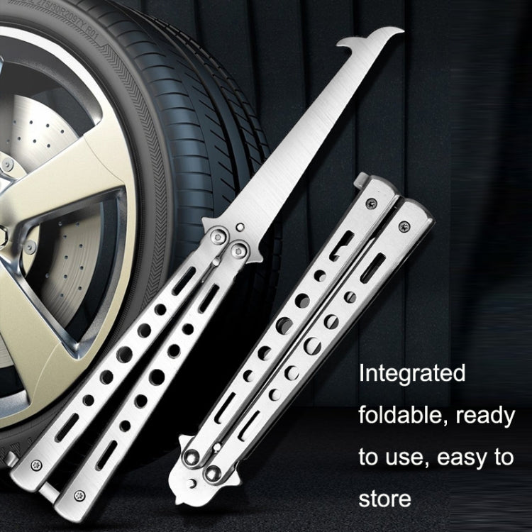 Folding Stone Clearing Hook Safety Hammer Portable Car Tire Cleaning Tool Set(Silver)