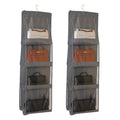 2pcs Double Sided Transparent Storage Bag Bedroom Wardrobe Storage Dustproof Hanging Bag Gray 8 Grid