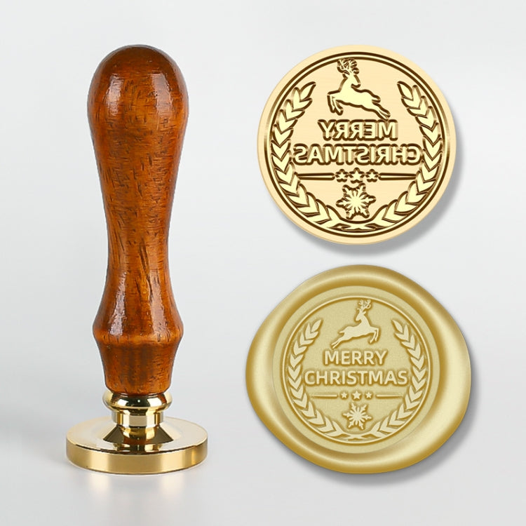 Christmas Series Fire Lacquer Seal Wood Grain Handle+Brass Seal Head(SD-66)