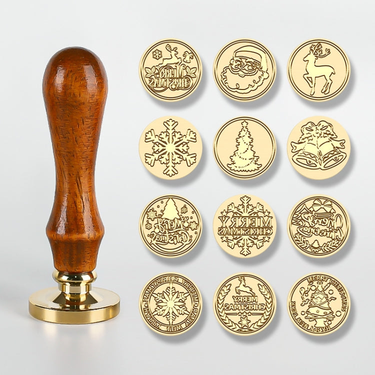 Christmas Series Fire Lacquer Seal Wood Grain Handle+Brass Seal Head(SD-31)
