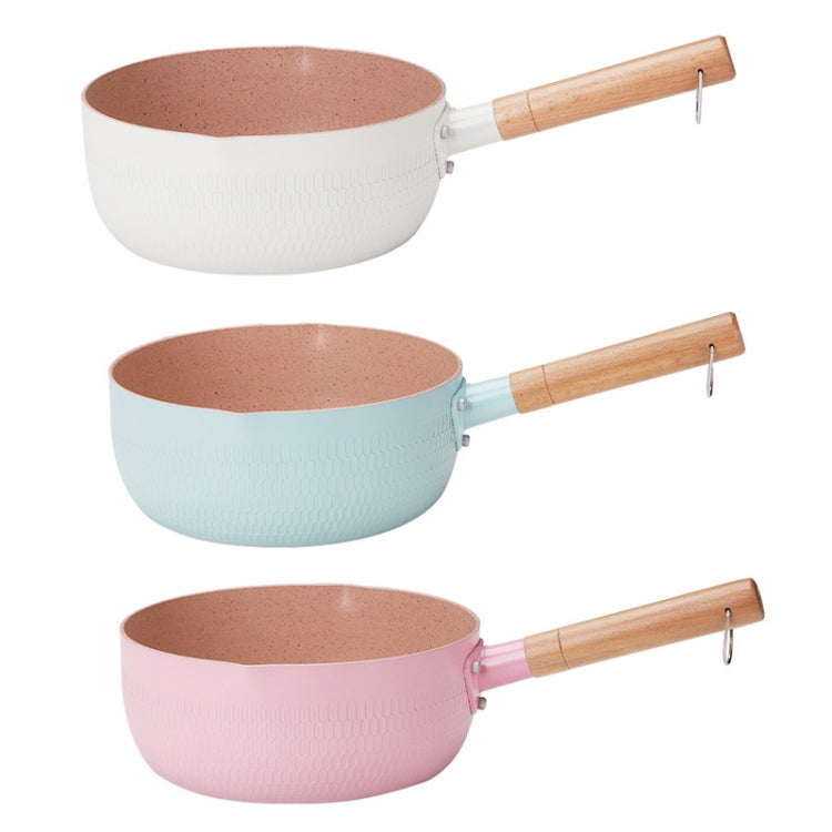 18cm Without Cover Boil Instant Noodles Non-Stick Pan Baby Food Supplement Pan Maifan Stone Small Milk Pot(Pink)