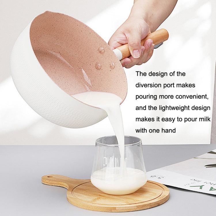 18cm Without Cover Boil Instant Noodles Non-Stick Pan Baby Food Supplement Pan Maifan Stone Small Milk Pot(White)