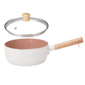 18cm With Cover Boil Instant Noodles Non-Stick Pan Baby Food Supplement Pan Maifan Stone Small Milk Pot(White)