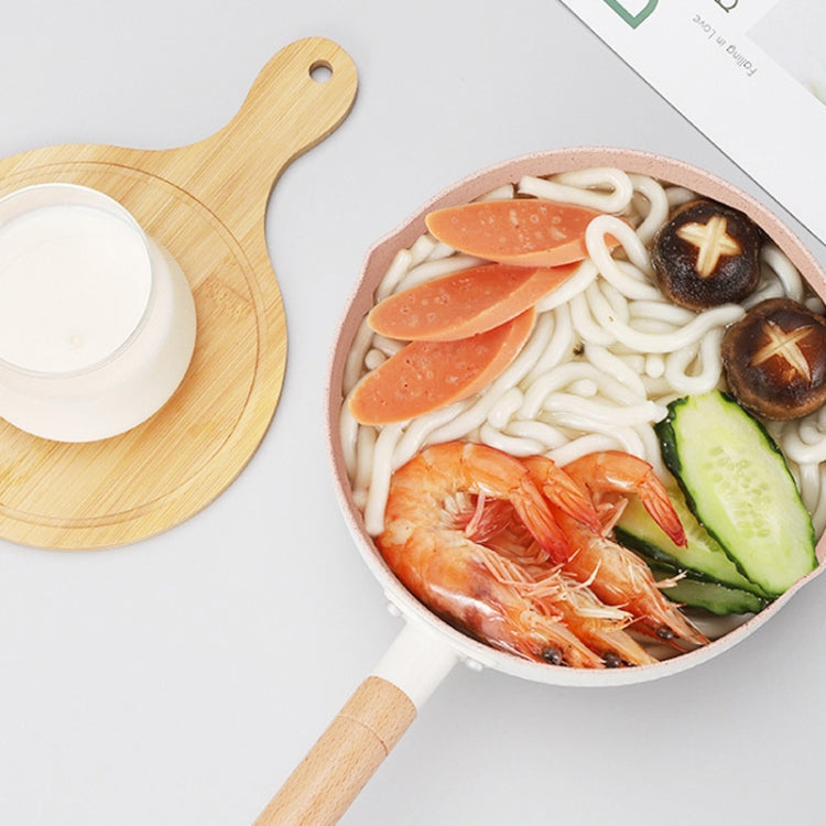 18cm With Cover Boil Instant Noodles Non-Stick Pan Baby Food Supplement Pan Maifan Stone Small Milk Pot(Pink)