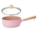 22cm With Cover Boil Instant Noodles Non-Stick Pan Baby Food Supplement Pan Maifan Stone Small Milk Pot(Pink)