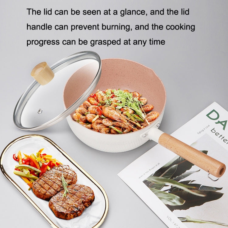 22cm With Cover Boil Instant Noodles Non-Stick Pan Baby Food Supplement Pan Maifan Stone Small Milk Pot(Black)