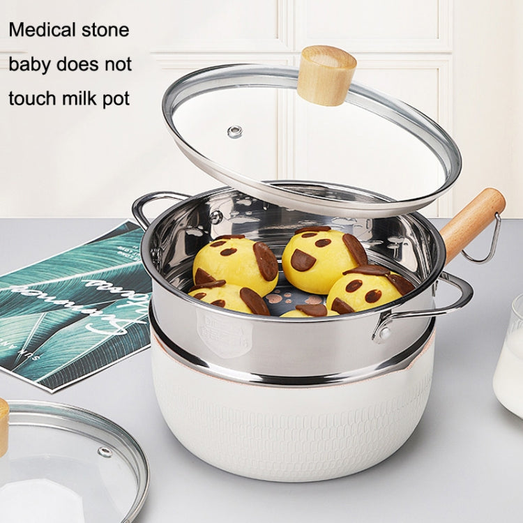 22cm With Cover Boil Instant Noodles Non-Stick Pan Baby Food Supplement Pan Maifan Stone Small Milk Pot(Black)