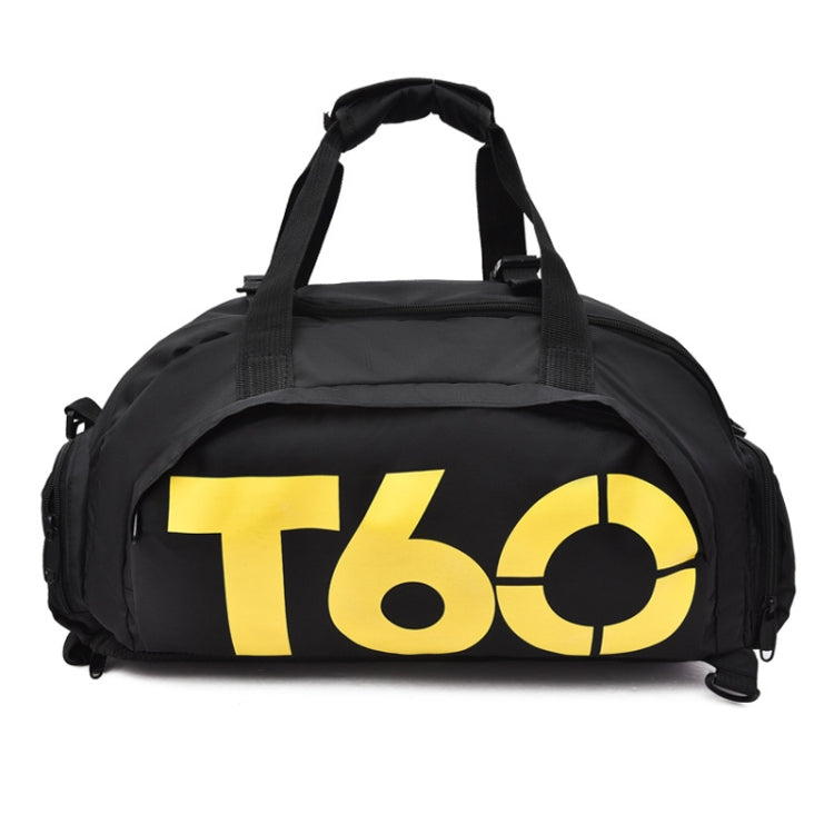 Fitness Football Backpack Swimming Taekwondo Waterproof Nylon Multi-purpose Travel Bag(Black Bottom Yellow Word)