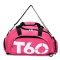 Fitness Football Backpack Swimming Taekwondo Waterproof Nylon Multi-purpose Travel Bag(Rose Red)