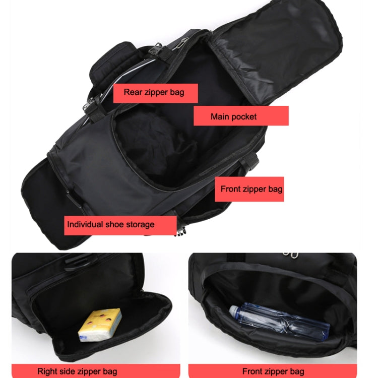 Fitness Football Backpack Swimming Taekwondo Waterproof Nylon Multi-purpose Travel Bag(Black Bottom Yellow Word)