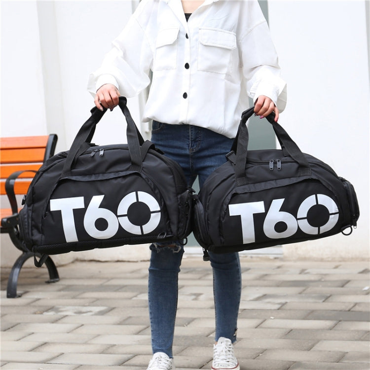 Fitness Football Backpack Swimming Taekwondo Waterproof Nylon Multi-purpose Travel Bag(Black Bottom Blue Word)