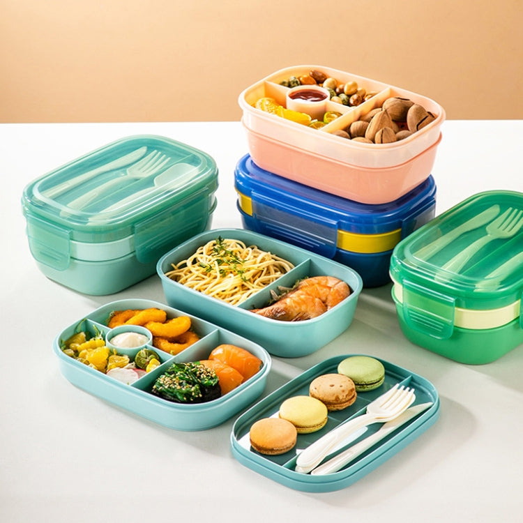 1900ML Large Capacity Microwave Children Sealed Compartment Lunch Box(Light Green)