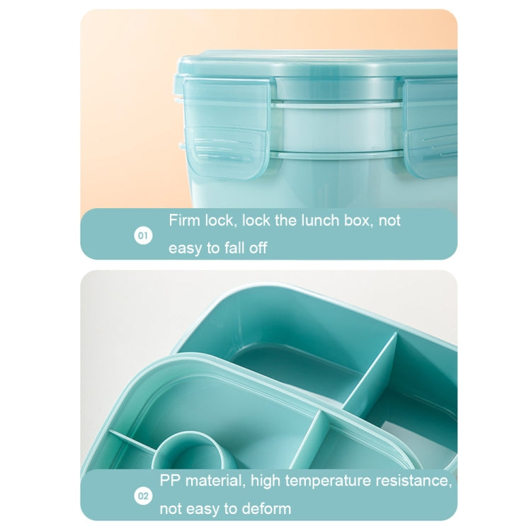 1900ML Large Capacity Microwave Children Sealed Compartment Lunch Box(Light Green)