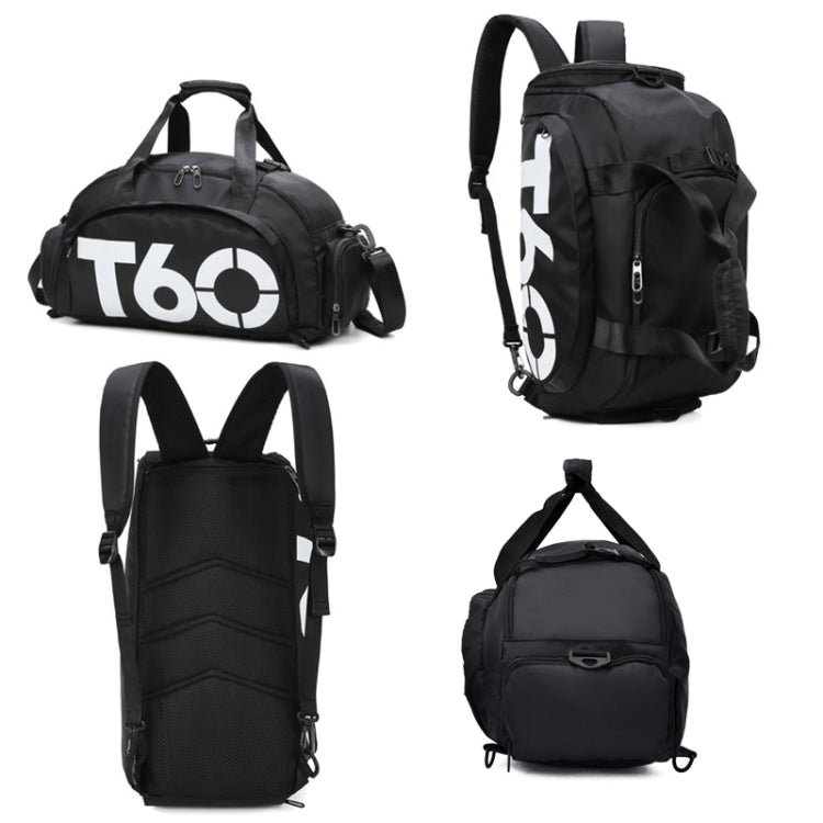 Wet and Dry Separation Fitness Backpack Swimming Taekwondo Waterproof Travel Bag(Simple Black Bottom Blue Word)
