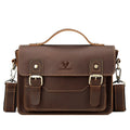 HUMERPAUL Leather Crossbody Bag Men Retro Shoulder Bag Commuter Men Small Square Bag(Brown)