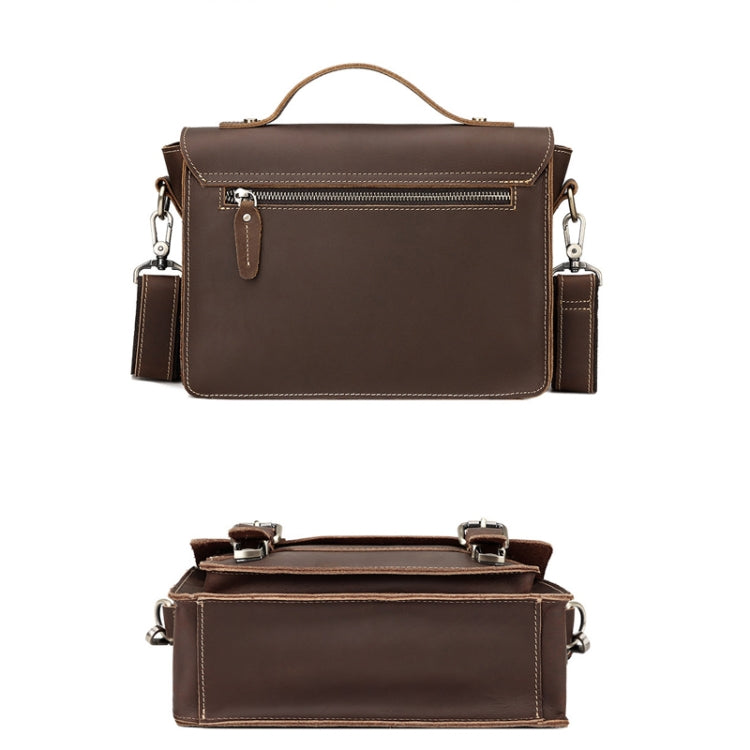 HUMERPAUL Leather Crossbody Bag Men Retro Shoulder Bag Commuter Men Small Square Bag(Brown)
