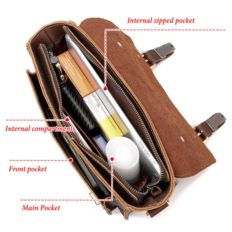 HUMERPAUL Leather Crossbody Bag Men Retro Shoulder Bag Commuter Men Small Square Bag(Brown)