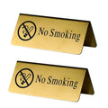 Stainless Steel Hotel Table Countertop Card No Smoking Card (Gold)