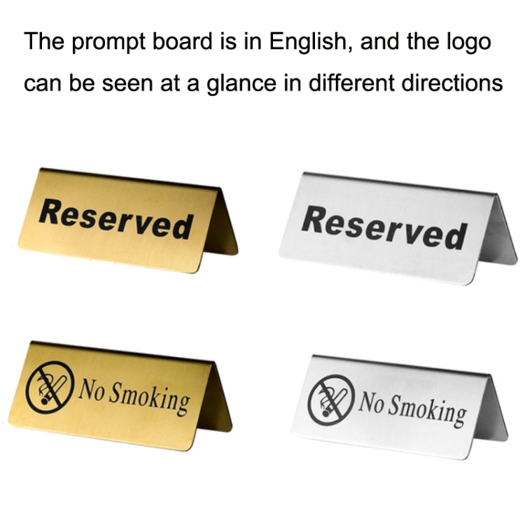 Stainless Steel Hotel Table Countertop Card No Smoking Card (Gold)