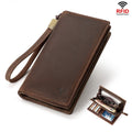 HUMERPAUL RFID Large Capacity Leather Wallet Long Men Pump Mobile Phone(Brown)