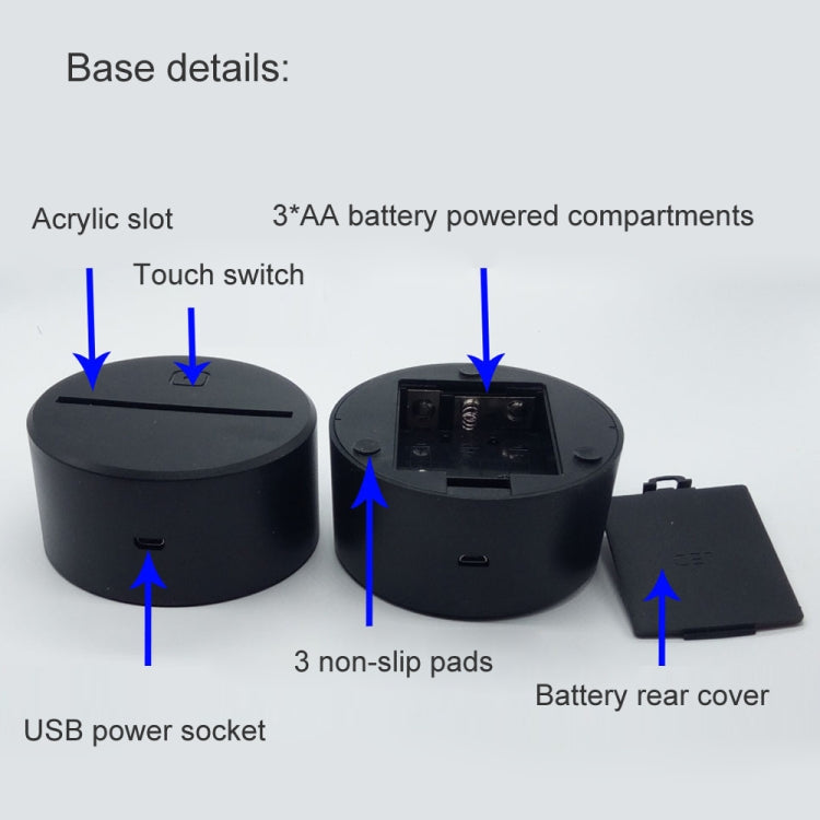 3D Game Handle Three-dimensional Colorful LED Lights, Style: Touch Black Base