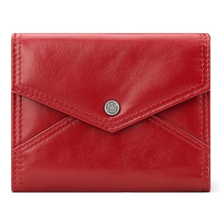 HUMERPAUL RFID Anti-Magnetic Lady Leather Wallet Buckle Card Coin Purse(Red)