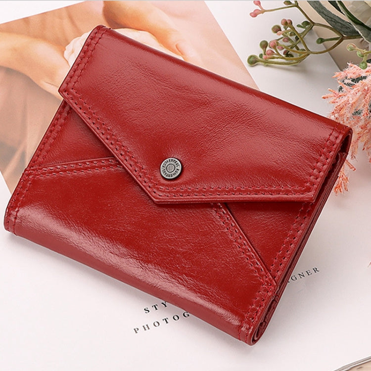 HUMERPAUL RFID Anti-Magnetic Lady Leather Wallet Buckle Card Coin Purse(Red)