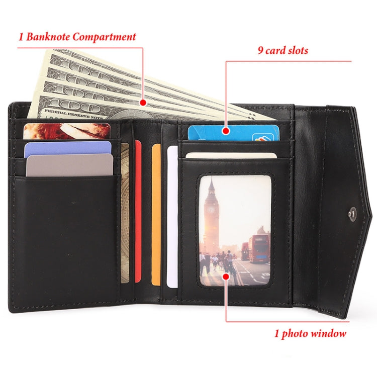 HUMERPAUL RFID Anti-Magnetic Lady Leather Wallet Buckle Card Coin Purse(Red)